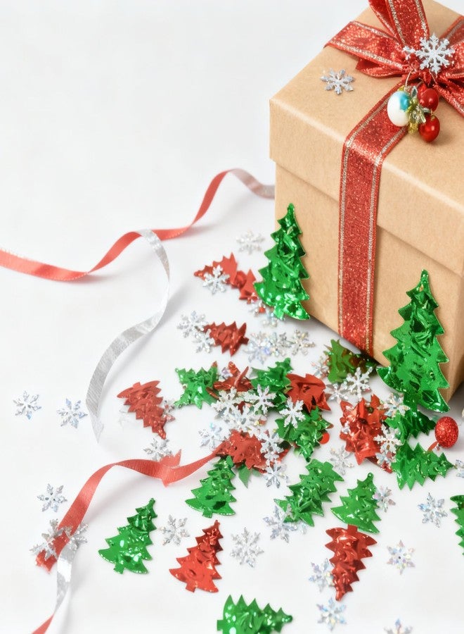 FINEWEN Christmas Party Confetti - Christmas Tree Foil Metallic Sequins Table Confetti New Years Eve Celebration Wedding Santa Xmas Party Sprinkles Confetti Decorations (Red Green White Style 2) - Image 4