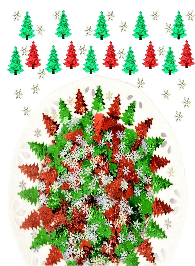 FINEWEN Christmas Party Confetti - Christmas Tree Foil Metallic Sequins Table Confetti New Years Eve Celebration Wedding Santa Xmas Party Sprinkles Confetti Decorations (Red Green White Style 2) - Image 1