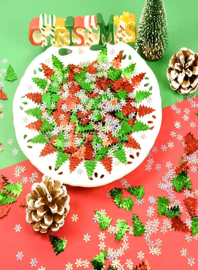 FINEWEN Christmas Party Confetti - Christmas Tree Foil Metallic Sequins Table Confetti New Years Eve Celebration Wedding Santa Xmas Party Sprinkles Confetti Decorations (Red Green White Style 2) - Image 2