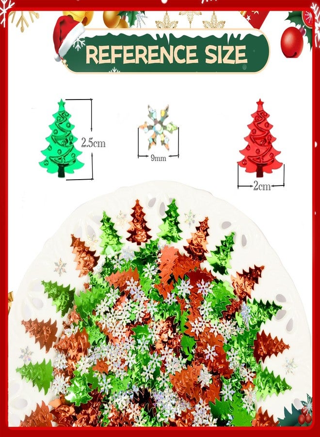 FINEWEN Christmas Party Confetti - Christmas Tree Foil Metallic Sequins Table Confetti New Years Eve Celebration Wedding Santa Xmas Party Sprinkles Confetti Decorations (Red Green White Style 2) - Image 3