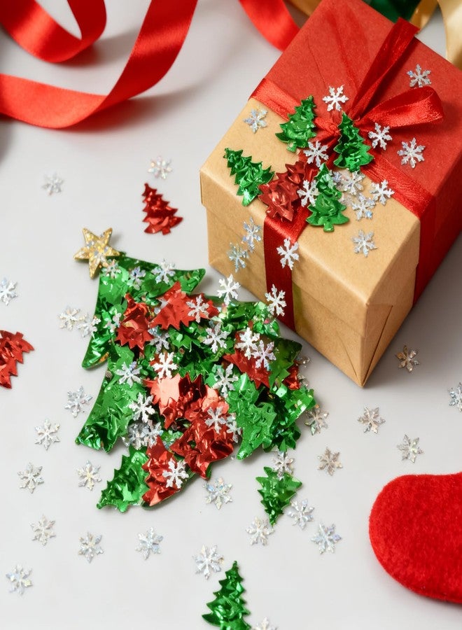 FINEWEN Christmas Party Confetti - Christmas Tree Foil Metallic Sequins Table Confetti New Years Eve Celebration Wedding Santa Xmas Party Sprinkles Confetti Decorations (Red Green White Style 2) - Image 5