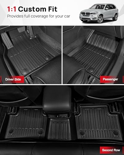 IKABEVEM Original 2014-2018 X5 Floor Mats for BMW X5 (F15) All Models - Custom Fit 1st and 2nd Row Floor Mats - All Weather Heavy Duty Non Slip TPE Floor Liners for BMW X5 Accessories 2014-2018 - Image 2