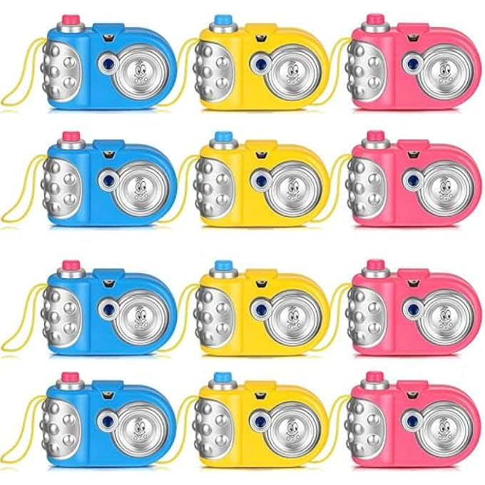 LIGHT UP CAMERA SET PLASTIC CAMERAS WITH ANIMAL IMAGES IN VIEWFINDER PRETEND PLAY PROP CAMERA WITH PROJECTOR FOR KIDS GIFT GIVING BIRTHDAY PARTY FAVOR (12 PCS COLORS RANDOM) - Image 1