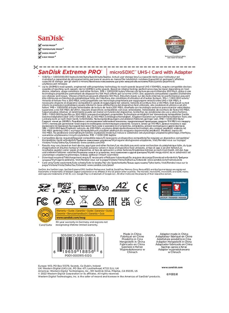 بطاقة Extreme Pro microSD UHS I لفيديو بدقة 4K على الهواتف الذكية وكاميرات الحركة والطائرات بدون طيار، قراءة بسرعة 200 ميجابايت/ثانية، وكتابة 140 ميجابايت/ثانية، وضمان مدى الحياة - Image 5