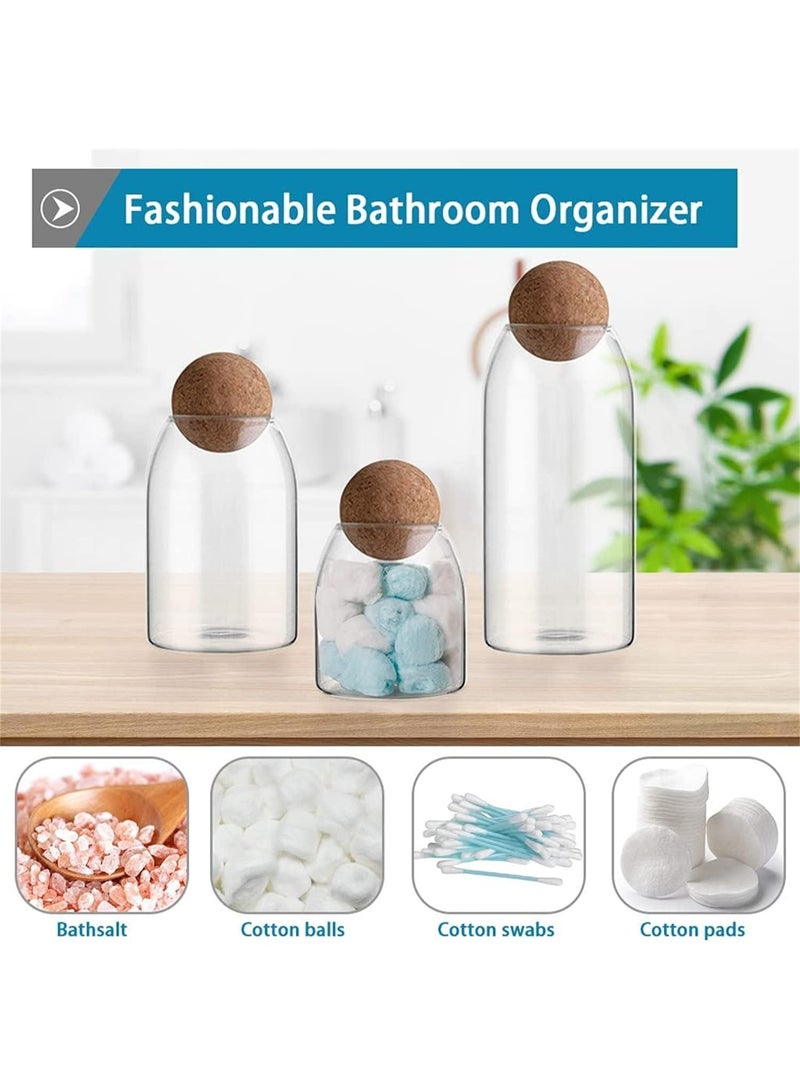 Glass storage jar with a transparent round wooden lid for serving tea and coffee, set of 3 pieces (500-800-1200 ml) - Image 3