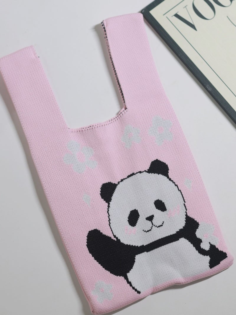 Chengdu Panda Grandpa Cartoon Cute Panda Knitted Bag Women'S All-Match Hand Bag Wrist Bag Hand Gift Bag - Image 5