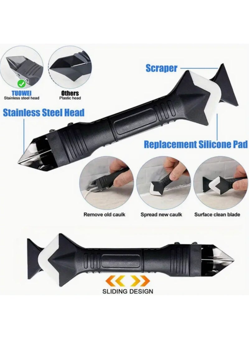5 in 1 Silicone Caulking Tool with Stainless Steel Tip - Multi-Purpose, Perfect for Sealing and Glue Removal - Durable Plastic Handle for Easy Use | Ergonomic Design Sraper - Image 4