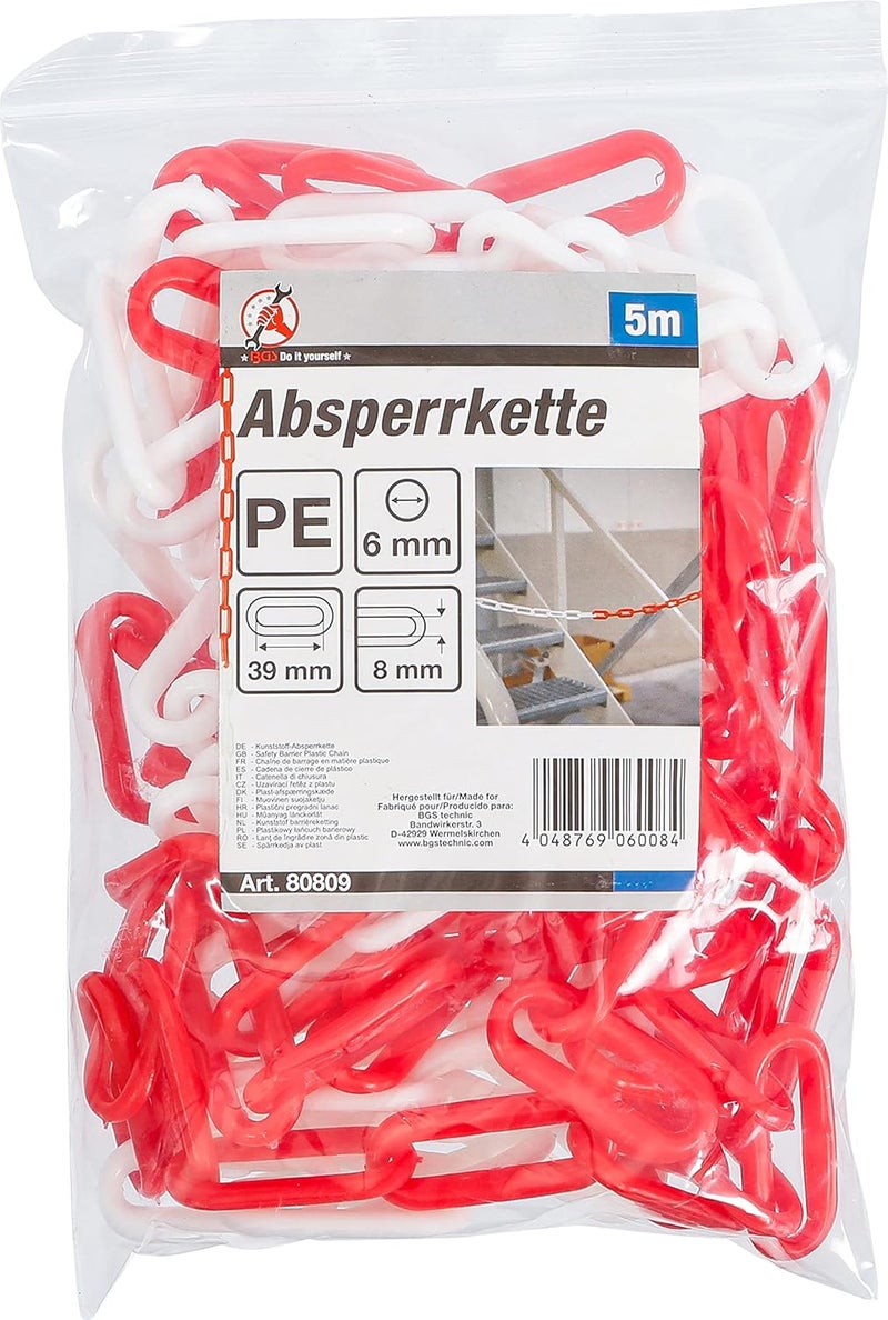 BGS Diy 80809 Barrier Chain - Red and White Plastic - 5 m - Image 3