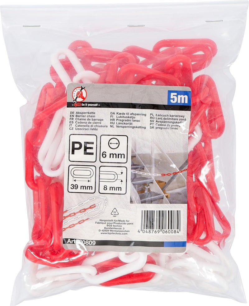 BGS Diy 80809 Barrier Chain - Red and White Plastic - 5 m - Image 5