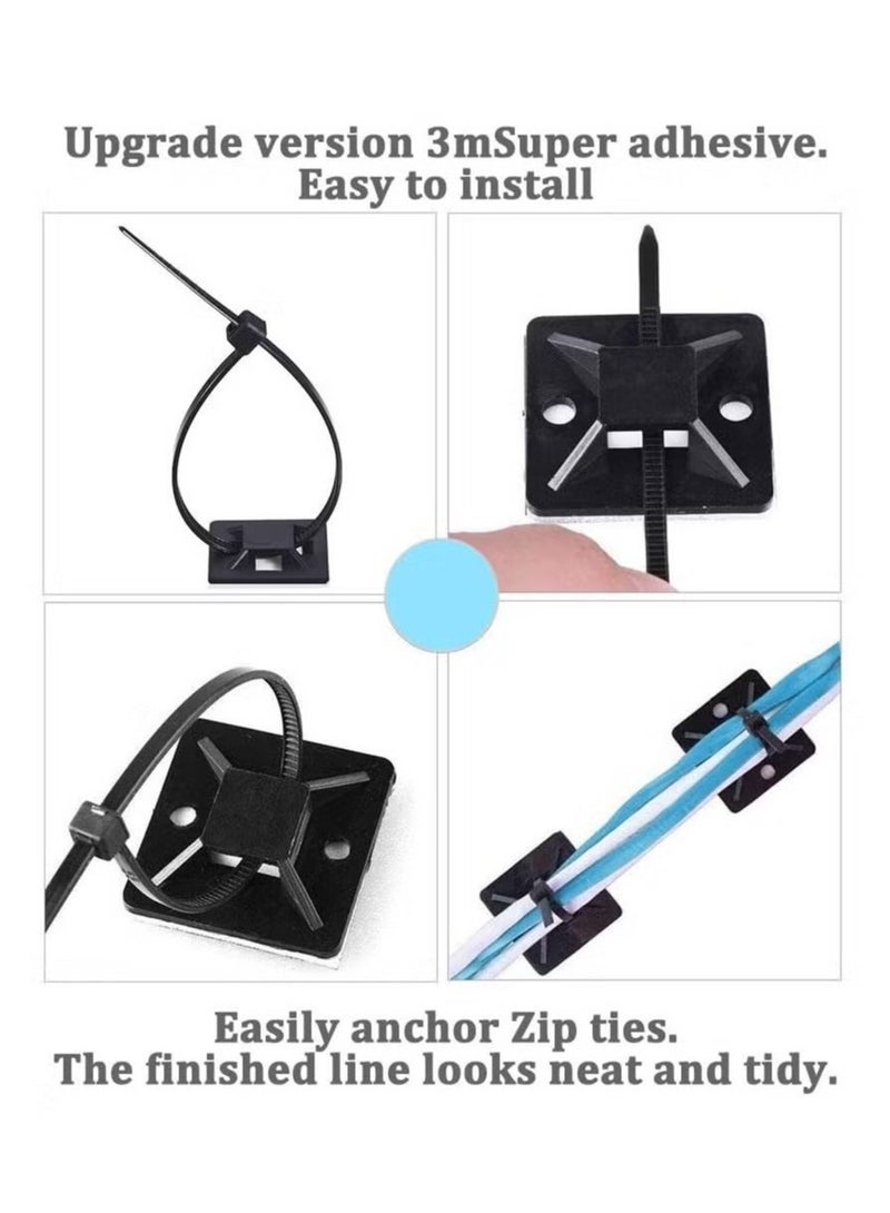 Ailily 50-Piece Zip Tie Adhesive Mounts Self Adhesive Cable Tie Base Holders - Image 4