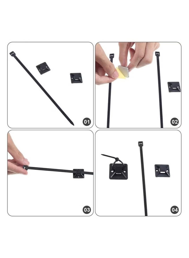 Ailily 50-Piece Zip Tie Adhesive Mounts Self Adhesive Cable Tie Base Holders - Image 5