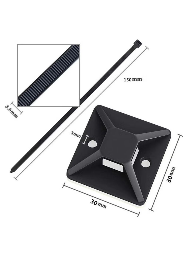 Ailily 50-Piece Zip Tie Adhesive Mounts Self Adhesive Cable Tie Base Holders - Image 2