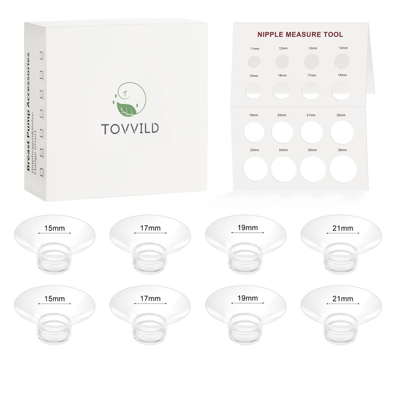 TOVVILD Flange Insert 8PCS 15mm/17mm/19mm/21mm Compatible with Momcozy M5/M6/M9/Elvie/eufy/Paruu and Most 24mm Flanges/Shields, Flange Sizing Kit - Image 1