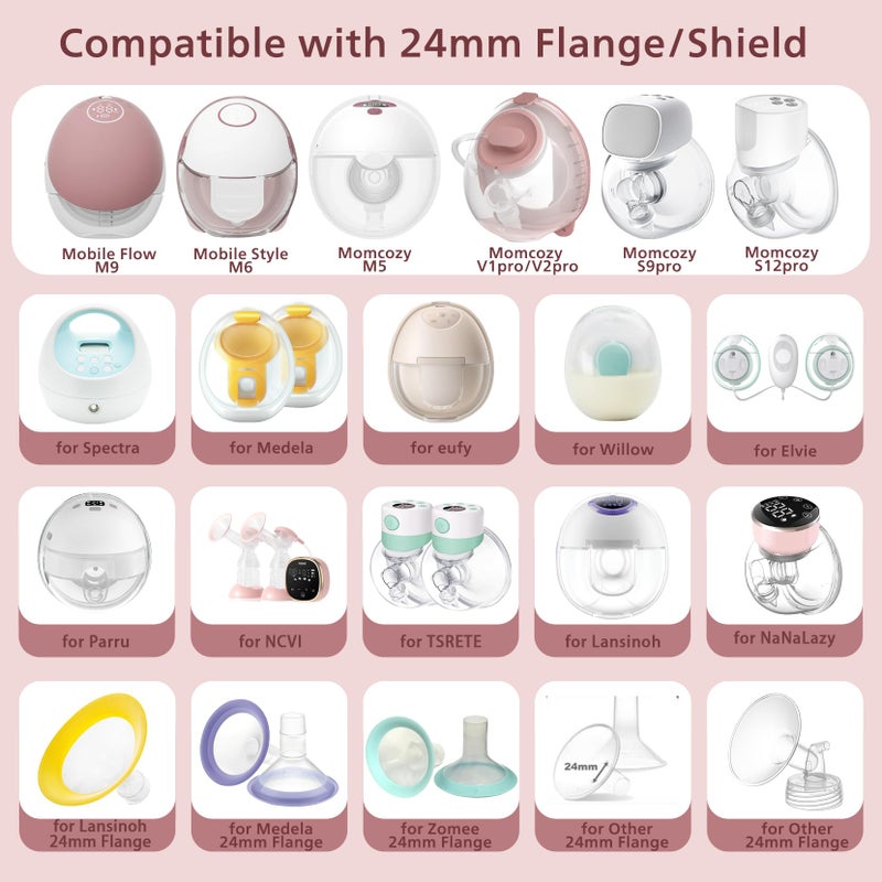 TOVVILD Flange Insert 8PCS 15mm/17mm/19mm/21mm Compatible with Momcozy M5/M6/M9/Elvie/eufy/Paruu and Most 24mm Flanges/Shields, Flange Sizing Kit - Image 3