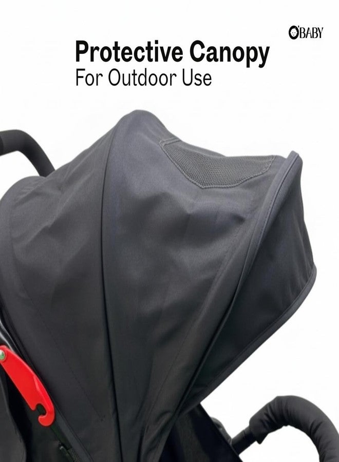 أو بيبي عربة أطفال OBABY مزودة بمقعد قابل للإمالة، ومظلة قابلة للتعديل، وحزام أمان، وعجلات سلسة، وتصميم قابل للطي صغير الحجم (عربة أطفال صغيرة رمادي داكن) - Image 4