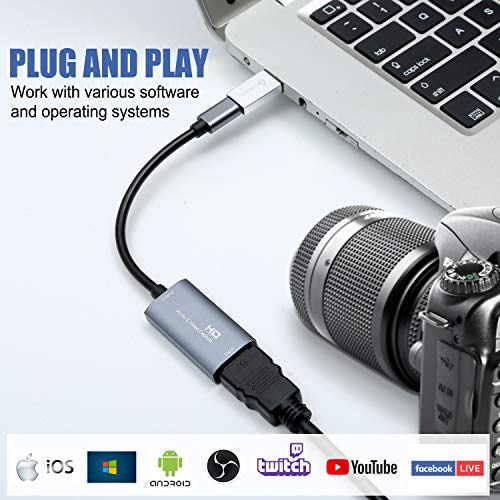 Guermok Video Capture Card, USB 3.0 HDMI to USB C Audio Capture Card, 4K 1080p60fps Capture Devices for Gaming Live Streaming Video Recorder, Works for Windows Mac OS System for Switch, Xbox - Image 2