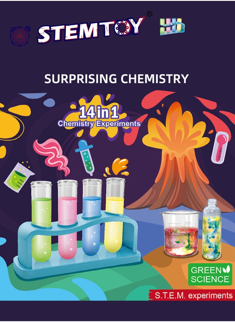STEMTOY - 14-in-1 Chemistry Experiment Kit for Kids - STEM/ STEAM Educational Science Set, Interactive Science Learning for Ages 8+ Boys & Girls, School Supplies, Toys & Gifts - Image 1