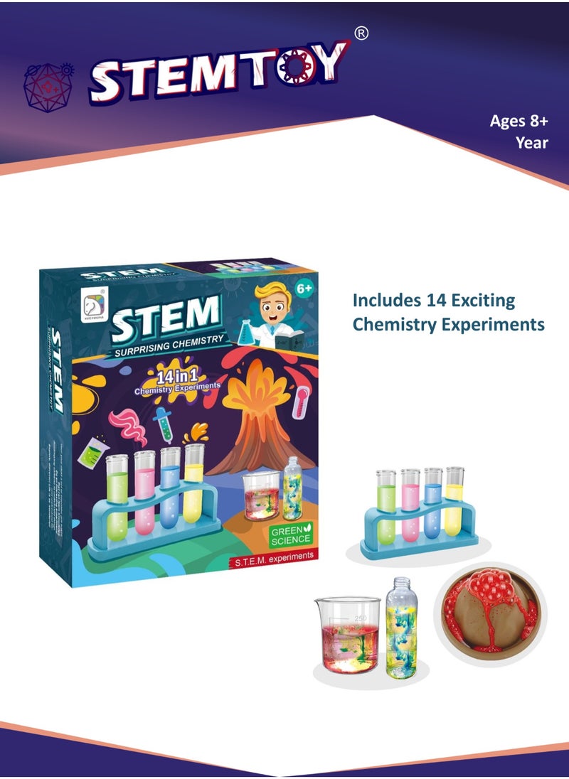 STEMTOY - 14-in-1 Chemistry Experiment Kit for Kids - STEM/ STEAM Educational Science Set, Interactive Science Learning for Ages 8+ Boys & Girls, School Supplies, Toys & Gifts - Image 1