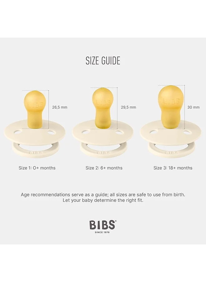 BIBS 2 Pieces Pacifier Size 1, 0 - 6M Ivory/Blush - Packaging May Vary