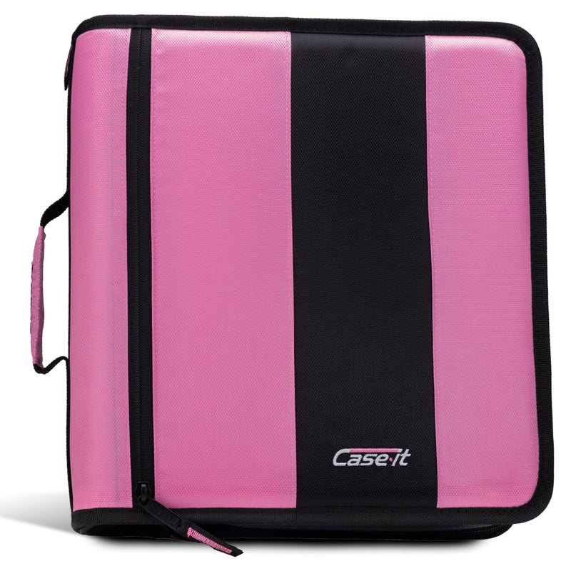 Case it Case-It The Classic Zipper Binder - 2 Inch O-Rings - Multiple Pockets - 350 Sheet Capacity - Comes with Shoulder Strap D-251 Light Pink - Image 1