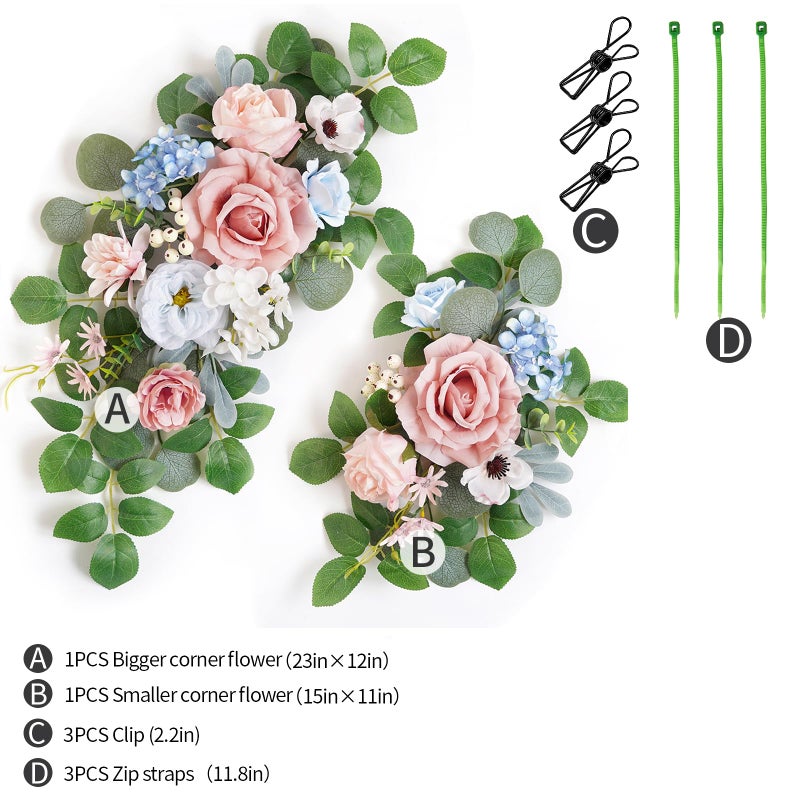 Weieryue(Pack Of 2 Artificial Flowers Decorations Artificial Arch Backdrop Garlandfor Ceremony Party Reception Entrance Welcome Easel Door Floral Decor Wall Home Entryway Outdoor (Soft Blue Powder) - Image 2