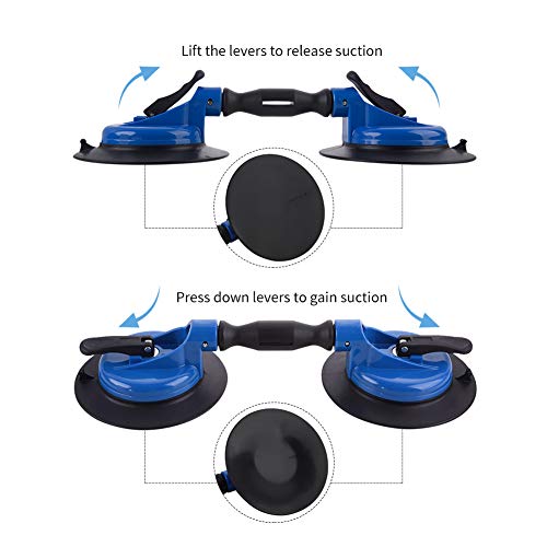 IMT Heavy Duty Vacuum Suction Cup Lifter - 330lb Lift for Glass, Stone & Appliances, Dual Swivel Pads with Ergonomic Grip for Flat & Curved Surfaces - Image 3