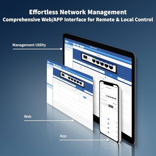 Goalake 6-Port Gigabit PoE Switch for Small Business&Home Security(4 Gigabit PoE Ports,1 Gigabit Uplink,1 SFP Fiber Slot)52W High Power for IP Cameras/WiFi APs,Easy Managed VLAN/QoS,Fanless Metal,250m Extend - Image 2