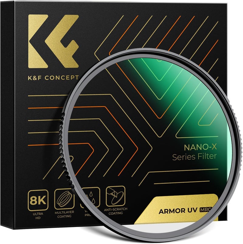 كيه آند إف كونسبت K&F CONCEPT 58mm مرشح حماية العدسة MCUV مقاوم للانفجار، 28 طبقة متعددة الطلاء، فائق النحافة، عالي الوضوح، مقاوم للماء، مقاوم للخدش، مرشح UV للعدسة للتصوير بدقة 4K/8K (سلسلة Nano-X) - Image 1