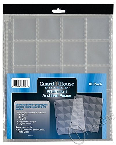 GuardHouse Shield 20 Pocket Coin Storage Pages for 2x2 Holders - Image 1