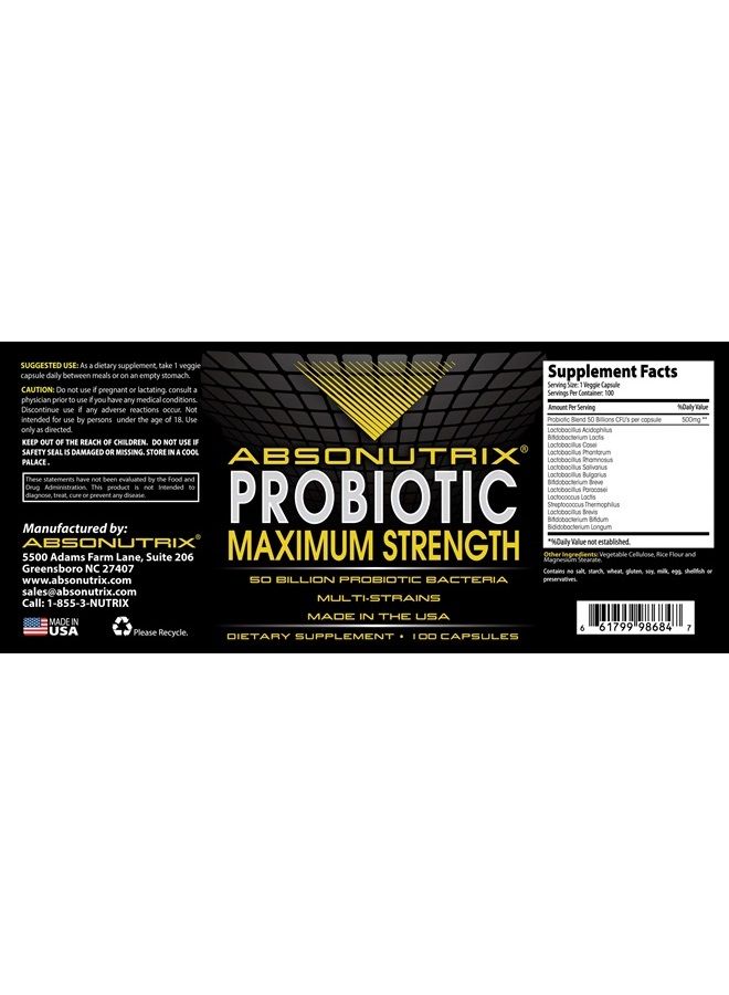 Absonutrix Probiotic Maximum Strength 50 Billion Per Capsule Multi-strain - Image 4