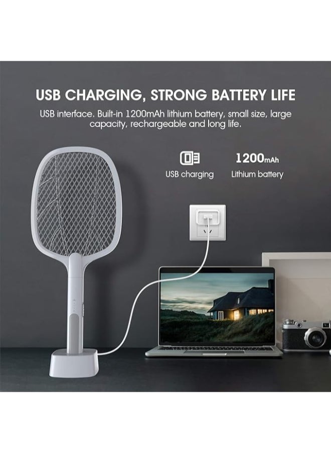 Excellence - imirror Bug Zapper Racket, 2 in 1 Rechargeable Electric Fly Swatter Mosquito Swatter (2 Pack, 1200mAH) - Image 1
