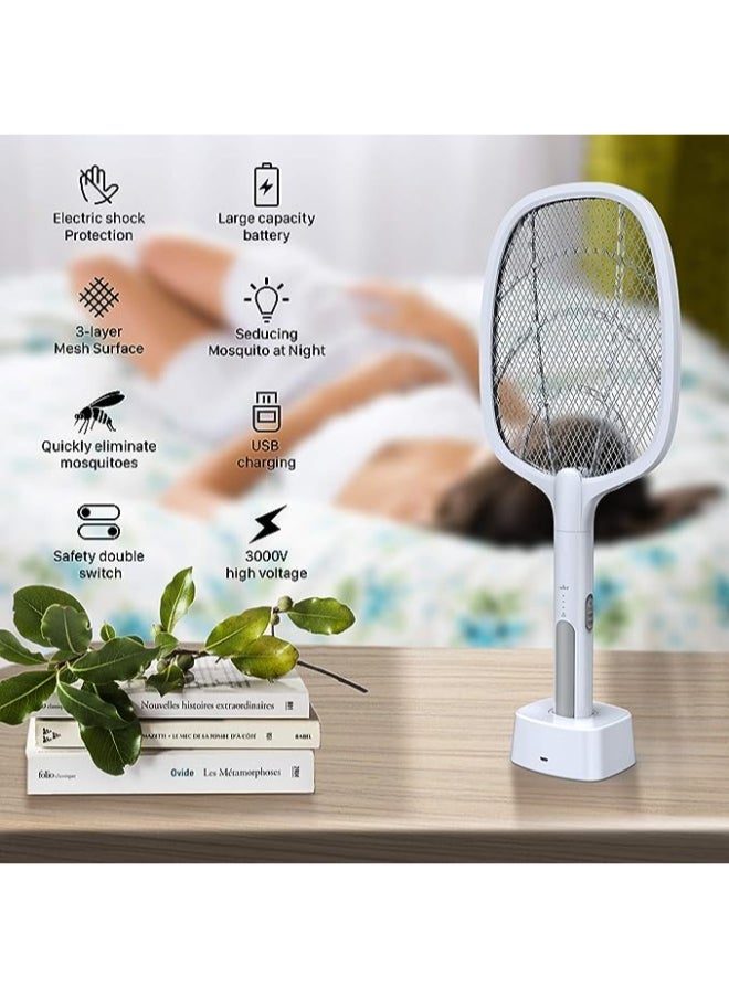 Excellence - imirror Bug Zapper Racket, 2 in 1 Rechargeable Electric Fly Swatter Mosquito Swatter (2 Pack, 1200mAH) - Image 1