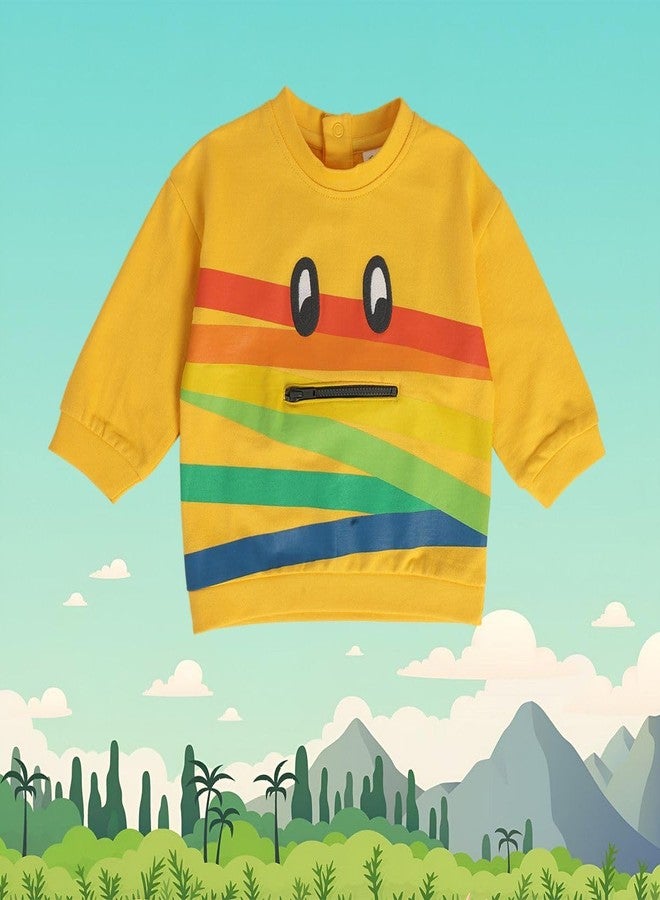 miniklub Baby Round Neck Long Sleeve Knitted Cotton Yellow Color Sweat Shirt (6-9M) - Image 2