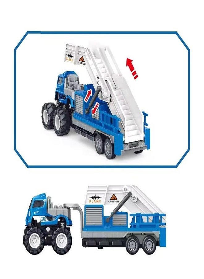 SHIPEASE Friction Powered Airport Boarding Ladder Transport Truck Toy for Kids Boys Children’s 1:43 Scale Die cast Airplane Stair Miniature Trailer Pull Back Vehicle (Multicolor) - Image 3