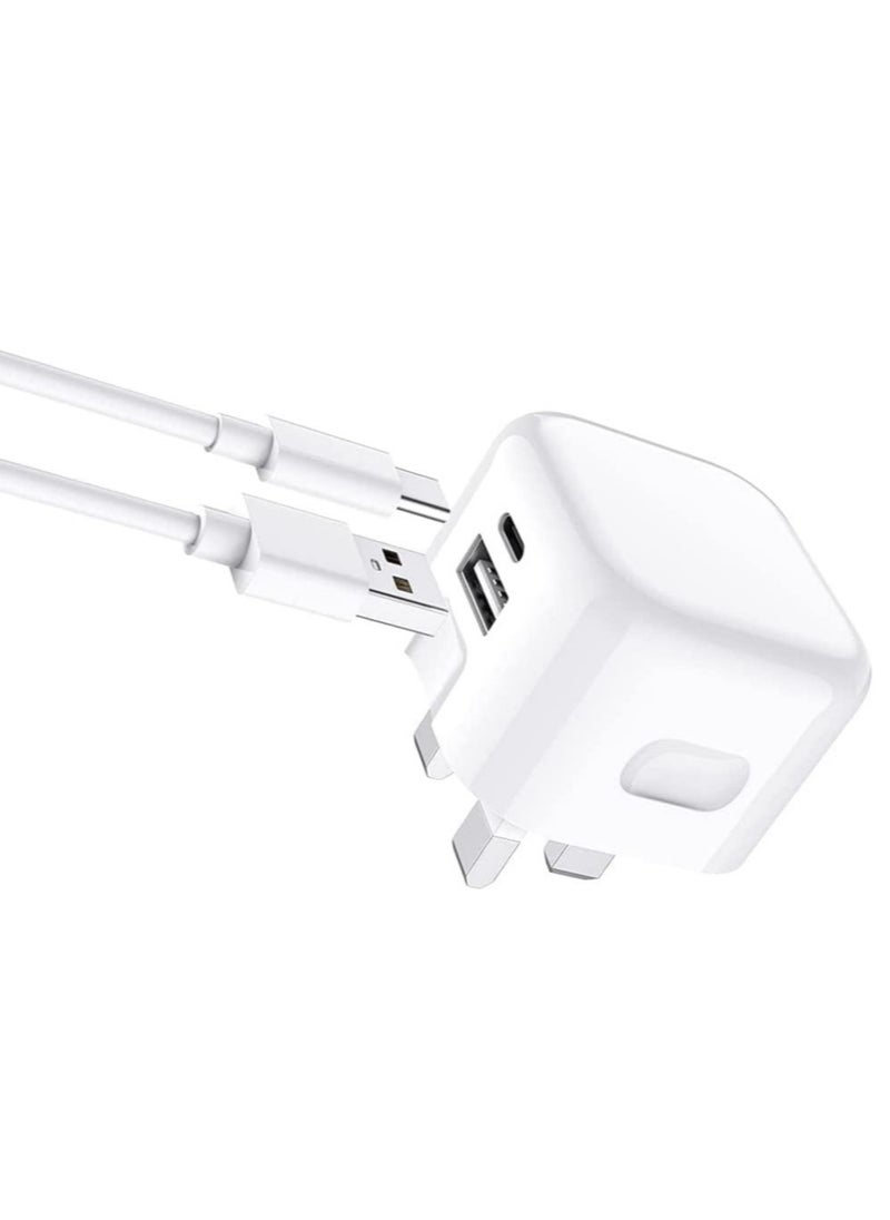 ELTRAZONE - Galaxy A04 / A04s / A04 Core USB C Charger Plug 20W Dual Port USB C Fast Charger PD&QC 3.0 USB C Charging Plug Power Delivery Wall Adapter For Samsung Galaxy A04 / A04S / A04 Core (WHITE) - Image 1