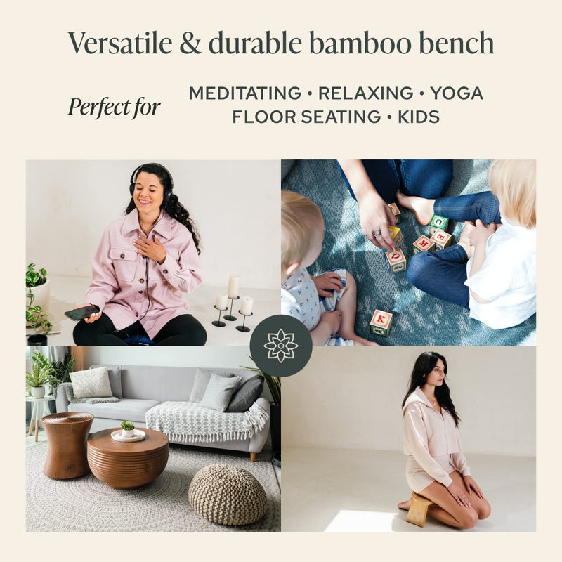 Mindful Modern Folding Meditation Bench - Bamboo Kneeling Stool with Locking Magnetic Hinges - Portable Cross Legged Folding Seiza Chair w/Travel Bag - Image 4