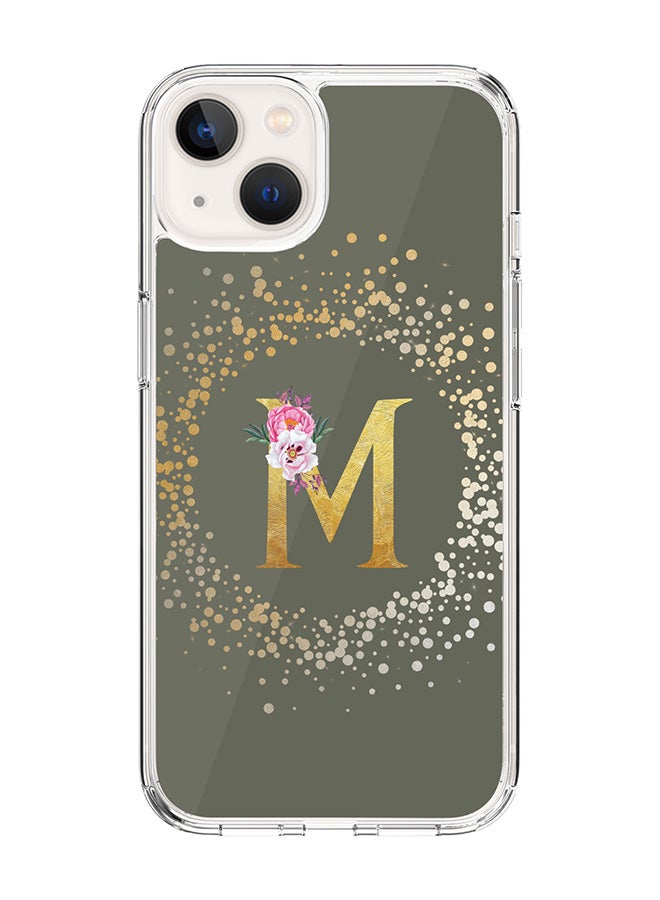 Stylizedd Classic Clear Case For iPhone 15, Hybrid Soft Case Flexible Edges Thin Cover- Custom Monogram Initial Letter Floral Pattern Alphabet - M(Olive Green) - Image 1