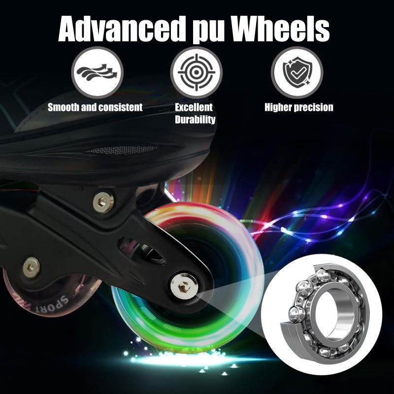 Janplay Inline Skates for Kids and Teens Ages 4-16, All 8 Wheels of Inline Roller Skates Light Up, Safe and Fun Illuminating for Outdoor Indoor Sports - Image 4