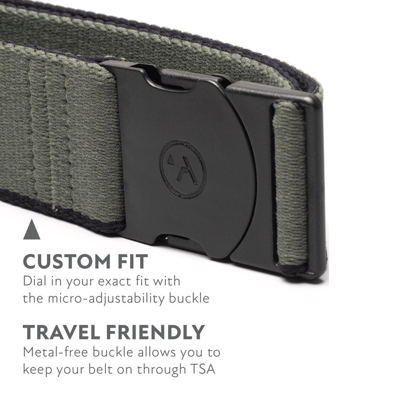 Arcade The Original Unisex Adventure Belt, Repreve Elastic Webbing, Non-Metal Travel Friendly Buckle, Blackwood - Ivy Green - Image 3