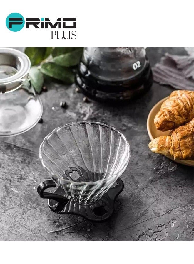 بريمو بلس أداة تقطير القهوة ـ فلتر يدوي لتقطير القهوة V60 مع حامل زجاج شفاف/ أسود - Image 3