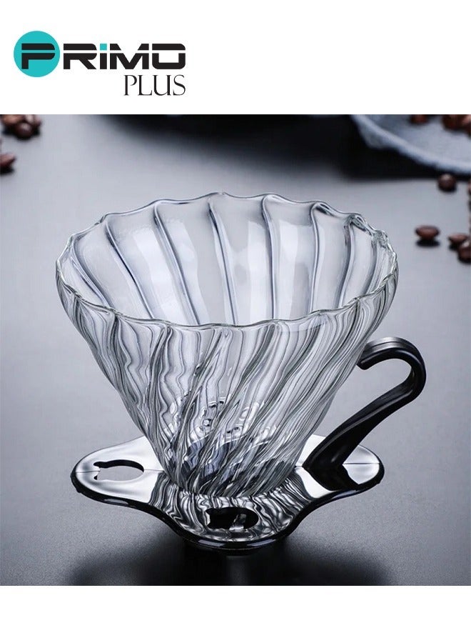بريمو بلس أداة تقطير القهوة ـ فلتر يدوي لتقطير القهوة V60 مع حامل زجاج شفاف/ أسود - Image 2