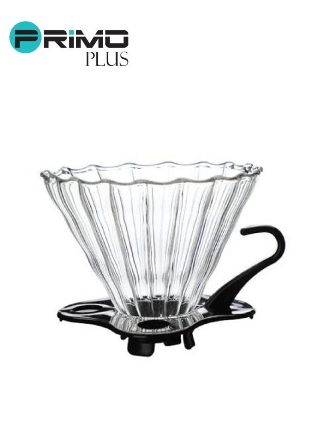 بريمو بلس أداة تقطير القهوة ـ فلتر يدوي لتقطير القهوة V60 مع حامل زجاج شفاف/ أسود - Image 1