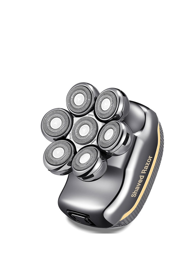 سكال شيفر ماكينة حلاقة الرأس جولد برو للرجال الرطبة والجافة، 4 شفرات لتشذيب الشعر مع محول USB أمريكي وكابل شحن، ماكينة حلاقة دوارة قابلة لإعادة الشحن 4D