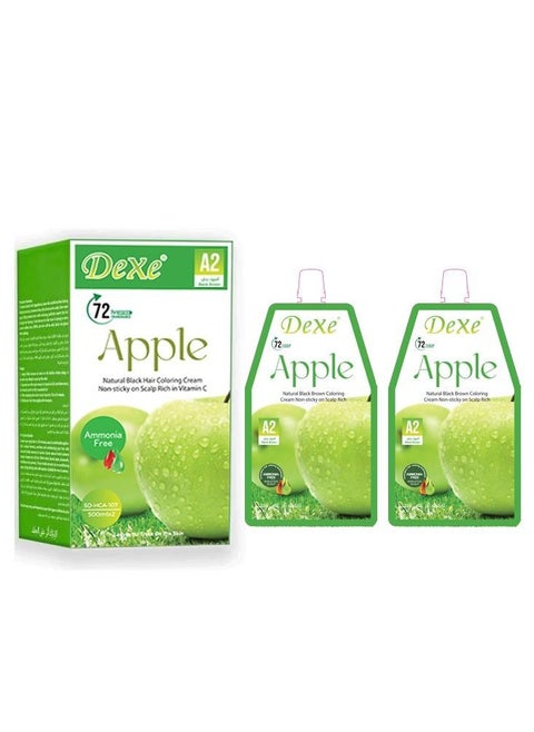 Dexe Apple Black Brown Coloring Cream Non Sticky on Scalp 500ml*2 A2