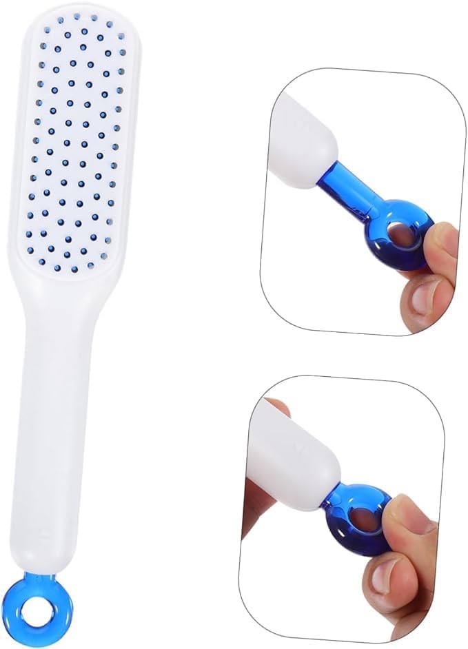 WISHBONE TELESCOPIC COMB Retractable Hair Brush with SelfCleaning Bristles Ergonomic Handle AntiStatic Telescopic Design for All Hair Types and Wigs OneClick Cleaning Hair Comb for Women and MenWHITE - Image 2