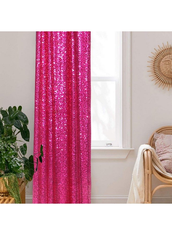 PartyDelight Hot Pink 2Ft X 8Ft Sparkly Sequin Backdrop Curtains 2 Panels For Wedding Party Room Decorations. - Image 4