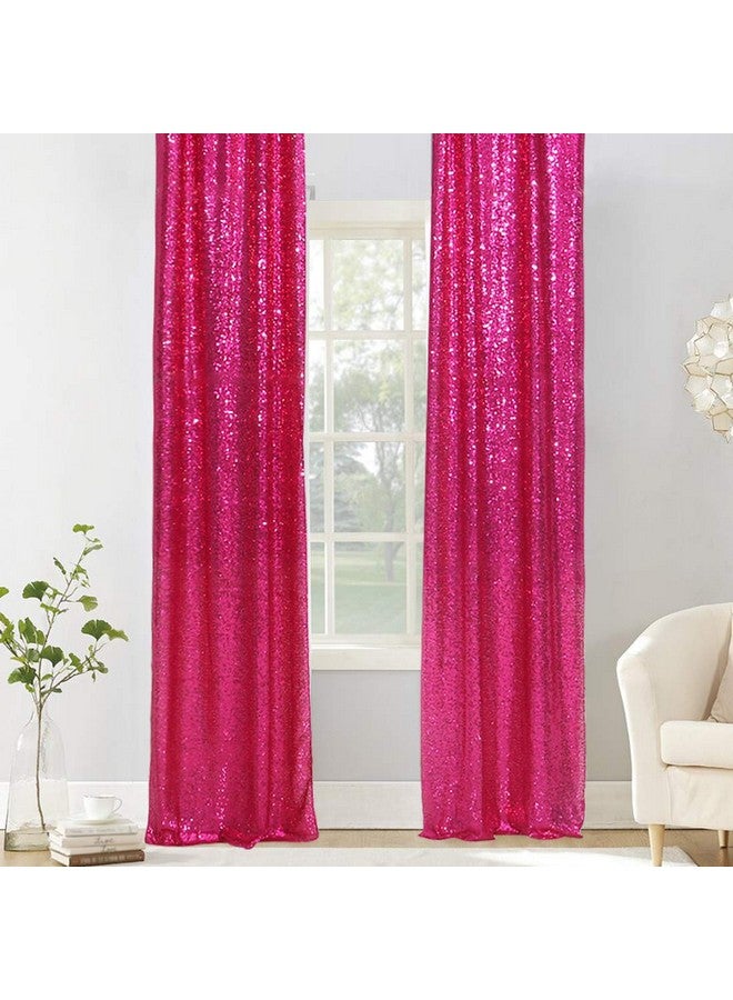 PartyDelight Hot Pink 2Ft X 8Ft Sparkly Sequin Backdrop Curtains 2 Panels For Wedding Party Room Decorations. - Image 3