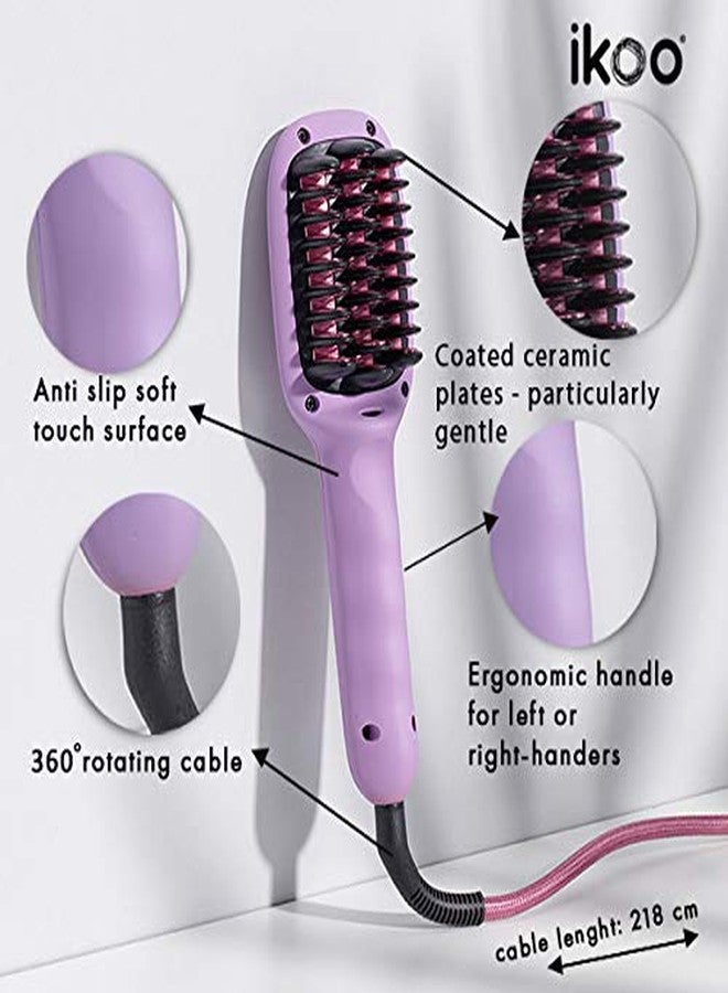 ikoo E-Styler Jet Hair Brush for Women, Straightens, Waves, Smooths & Adds Volume, Ion Thermal & Ceramic with Memory Function, Custom Temperature & Rotating Power Cable, Travel Size - Lavender Macaron - Image 3