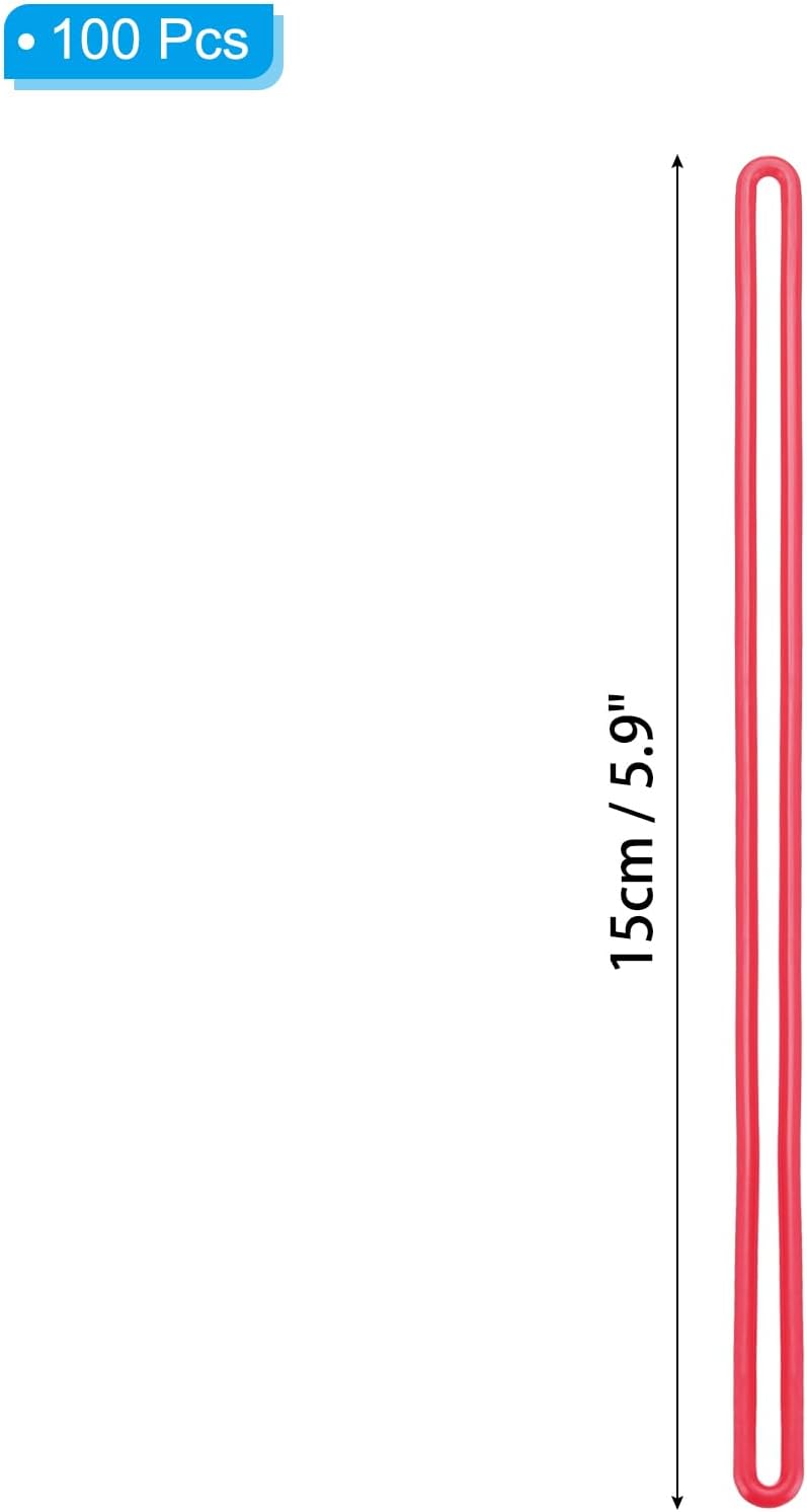 PATIKIL PATIKIL Luggage tag Loops 100 Pcs PVC Luggage Loop Straps Bag Tag Loops Luggage Tag Holders Worm Loops Tag Holders for ID Card Bags Suitcase Label Fasteners Red  - Image 2