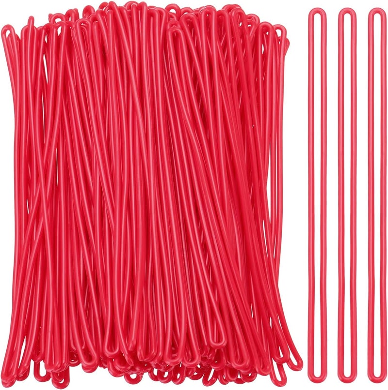 PATIKIL PATIKIL Luggage tag Loops 100 Pcs PVC Luggage Loop Straps Bag Tag Loops Luggage Tag Holders Worm Loops Tag Holders for ID Card Bags Suitcase Label Fasteners Red  - Image 1